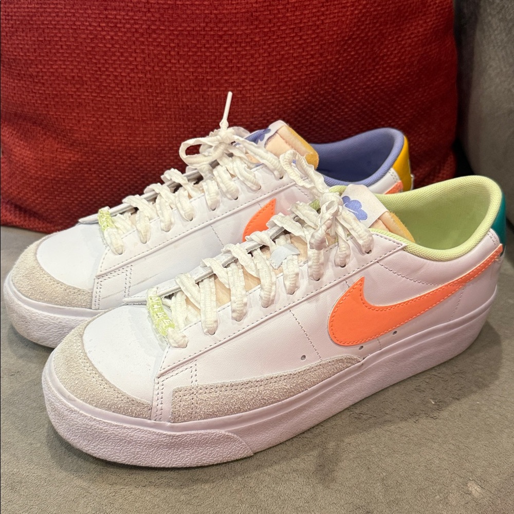 Nike White Sneakers with Orange and Green Accents